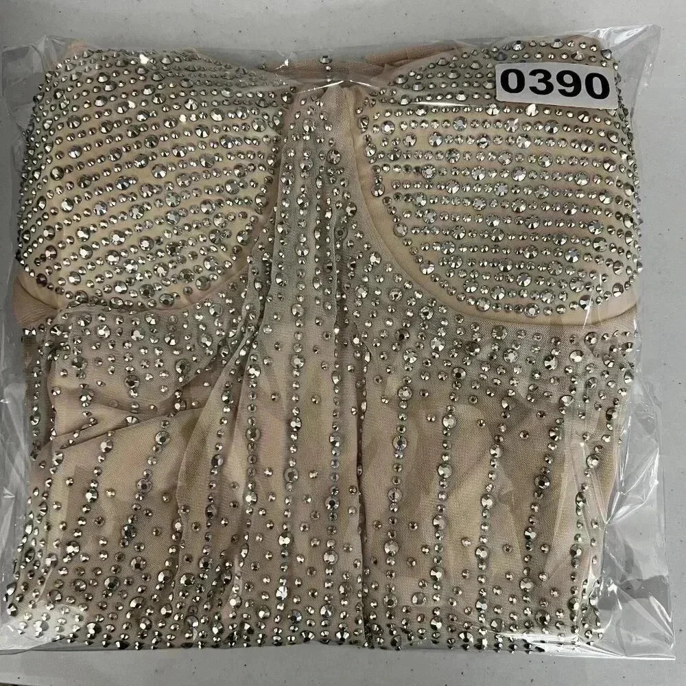 Ausuky Womens 5XL Clubwear Mesh See Through Diamond Bodycon Sling Sequin Dress - Picture 16 of 16